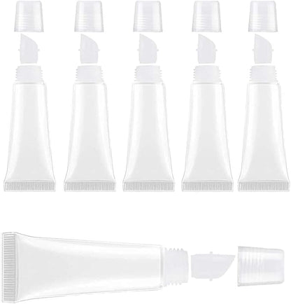 BlingKingdom 6pcs Lip Gloss Tubes 8ml Clear Soft Empty Lip Balm Containers Refillable Mini Cosmetic Tubes for Comestic Makeup and Travel Toiletries
