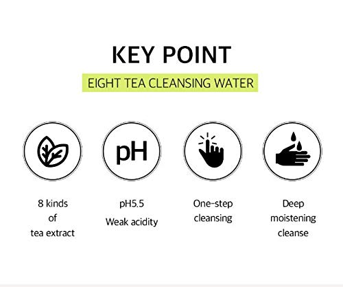 BOM Eight Tea Cleansing Water Makeup Remove Cleansing Water with Tea Extract Soothing Moisturizing Finish for Dry and Sensitive Skin 500mL / 16.9 fl.oz