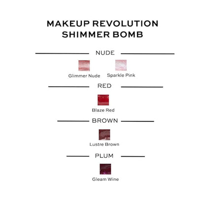 Revolution Shimmer Bomb Lip Gloss, Lip Tint Infused With Vitamin E, Shimmery Finish, Comes In 6 Colors, Sparkle