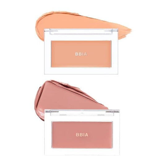 BBIA Ready To Wear Downy Cheek Cream Blush 2P Set (03 DOWNY APRICOT + 06 DOWNY FIG) / Blendable and Lightweight Cheek Makeup, Highly Pigmented with Long Wearing Formula