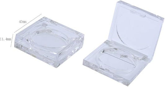8 Pieces Empty Powder Case Plastic Powder Case Empty Blush Box Refillable Cosmetic Container Jar Eyeshadow Box Blush Holding Plate Empty Eyeshadow Case Cosmetics Container(Clear, 26mm)