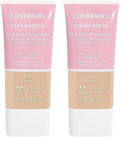 COVERGIRL, Clean Fresh Skin Milk Foundation, Medium, 1 Fl Oz (Pack of 2)