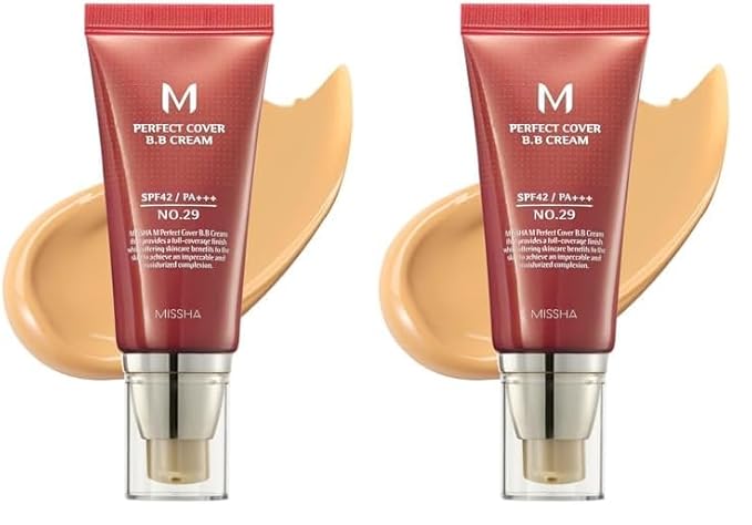 MISSHA M Perfect BB Cream No.29 Caramel beige for medium with warm skin tone SPF 42 PA +++ 1.69 Fl Oz - Tinted Moisturizer for face with SPF (Pack of 2)