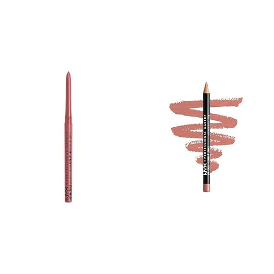 NYX PROFESSIONAL MAKEUP Mechanical Nude Pink Lip Liner & Slim Nude Pink Long-Lasting Lip Liner Pencil Bundle