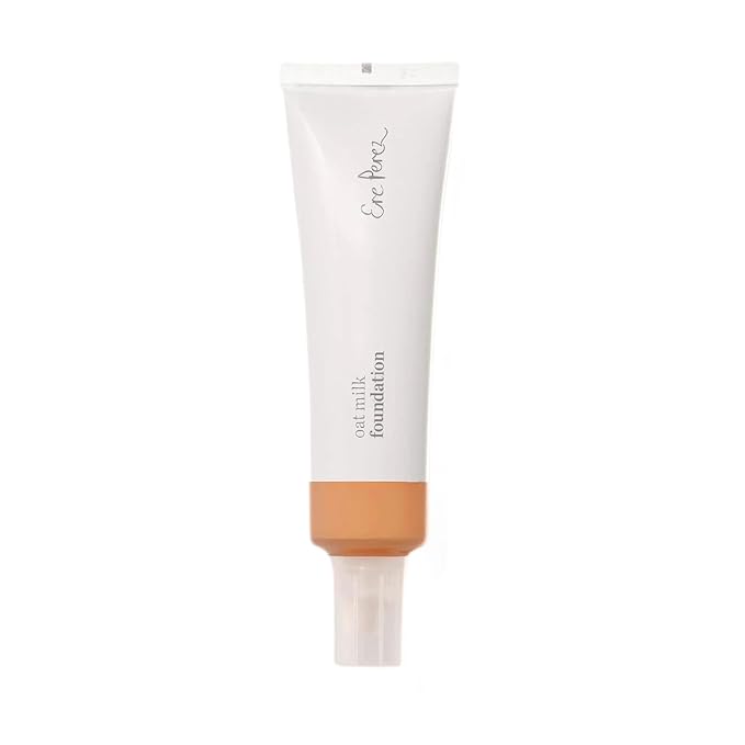 Ere Perez - Natural Oat Milk Liquid Foundation | Breathable, Buildable, Med-Full Coverage, Dewy | Peach Extract, Vitamin E | Vegan, Cruelty-Free, Clean Beauty (Brew | golden neutral, 1 fl oz | 30 ml)