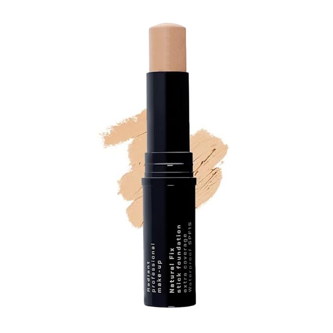 Radiant Professional Natural Fix Extra Coverage Stick Foundation - Full Coverage Waterproof Foundation & Contouring Stick - SPF 15 Paraben & Oil Free Matte Finish - 8.5 g - Latte (01)