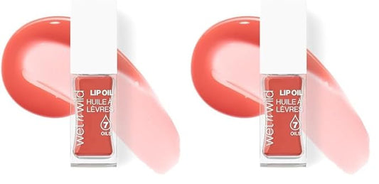 wet n wild Lip Oil - Lightweight, Non-Sticky, Hydrating & Nourishing Formula with Marula & Jojoba Oils, Vegan & Cruelty-Free - Cedar Rose (Pack of 2)