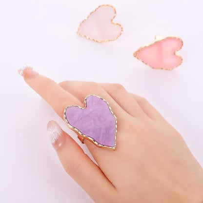 3 Pcs Resin Nail Art Palette Rings Gel Polish Mixing Tray DIY Color Plates with Adjustable Finger Rings Heart