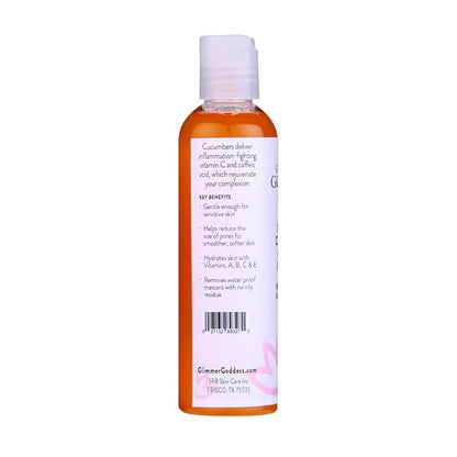 GLIMMER GODDESS Organic Cucumber Makeup Remover, 4 oz - Removes Makeup, Gentle Hydration, Antioxidant Protection, Face Cleanser