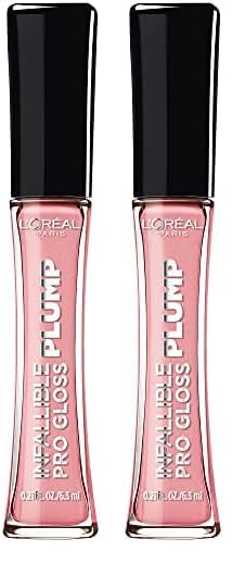 L'Oreal Paris Infallible Pro Gloss Plump Lip Gloss with Hyaluronic Acid, Long Lasting Plumping Shine, Lips Look Instantly Fuller and More Plump, Flush, 0.21 fl. oz. (Pack of 2)