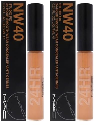 Studio Fix 24-Hour Smooth Wear Concealer - NW40 by MAC for Women - 0.24 oz Concealer (Pack of 2)