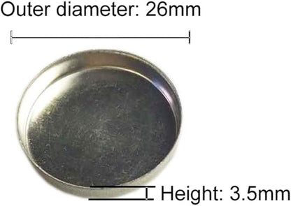 Lasenersm 50-Piece Empty Round Metal Tin Palette Pans, 26mm Diameter, 3.5mm Height, Silver Tone, Minimalistic Style, Cosmetic Eyeshadow Pans for Magnetic Makeup Palette