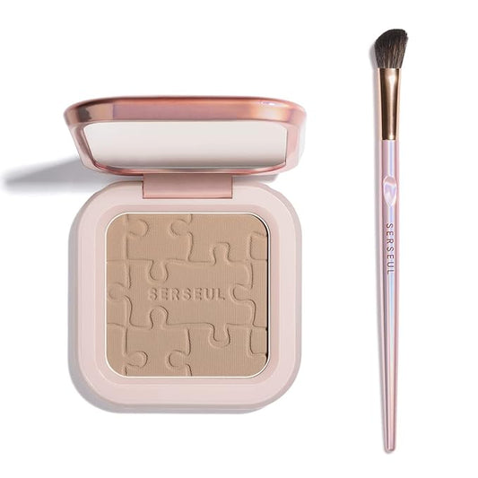 Face Sculpting Contour Powder, Matte Finish Contour Palette,Smooth Face Bronzing Pressed Powder, On the Go Contour Makeup Palette, cool toned Contour Shadow Powder for Light Skins