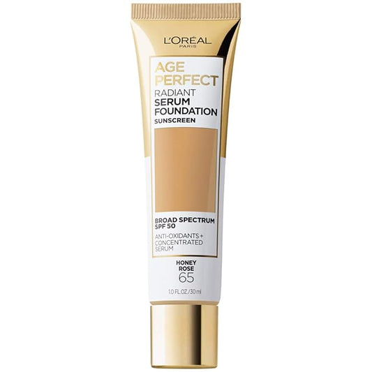 L'Oreal Paris Age Perfect Radiant Serum Foundation with SPF 50, Honey Rose, 1 fl. oz.