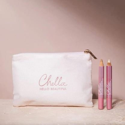 Chella Glow-on-the-Go Highlighter Makeup Pencil Kit, Set of 2 Shimmer Highlighter Makeup Pencils