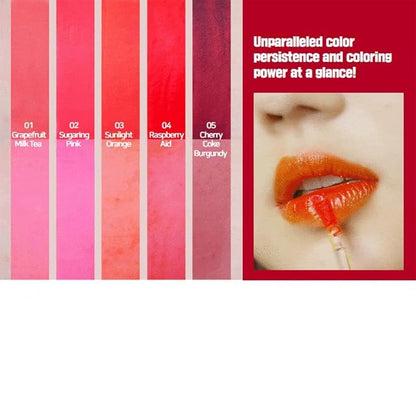 Long-lasting Lip Tint Lip Stain Lip Gloss - Hydrating, Calming, Nourishing and Vivid water tint 0.11 oz (5 colors) (Sunlet orange)