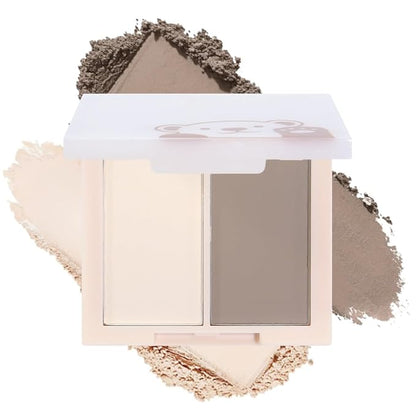 Dual Powder Matte Blush Palette - Warm Beige & Cool Taupe - Matte Buildable Long Lasting Face Blush for Natural Glow & Contouring - Silky Lightweight Cheek Makeup for All Skin Tones 01#