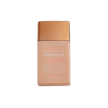Sigma Beauty Skin Perfector – Hydrating Skin Tint Foundation for Lightweight, Buildable Coverage, With Hyaluronic Acid, Niacinamide Serum, and More (5 Dark Golden Tint, 1.12oz)