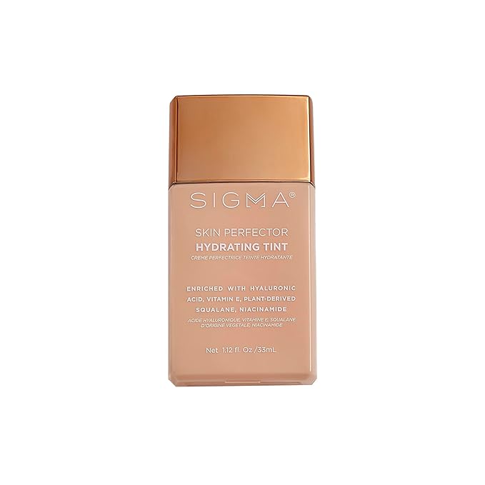Sigma Beauty Skin Perfector – Hydrating Skin Tint Foundation for Lightweight, Buildable Coverage, With Hyaluronic Acid, Niacinamide Serum, and More (6 Dark Rich Tint, 1.12oz)