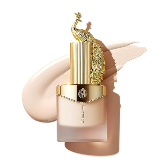 ZEESEA [Palace Identity] Chinese Phoenix Liquid Foundation Full Coverage,Matte Finish Long Lasting Up To 12 Hours, Lightweight & Flawless Liquid Foundation For Colored Skin, W02# Porcelain