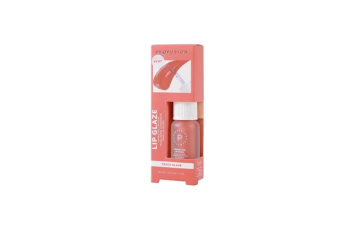 Profusion Cosmetics Lip Glaze, Non Sticky Hydrating Glossy Stain, Nourishing Tinted Lip Gloss for an Elevated Shine, Infused with Vitamin A and E (Peach Glaze)
