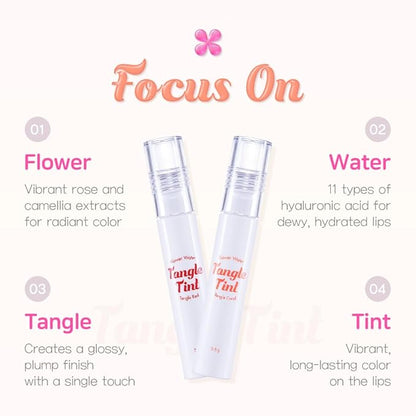 BEAUTY PEOPLE Long Lasting Flower Dew Water Lip Tint with Vitamin-Packed Fruit Extracts for Hydrated Lip Stain (Pink, 3.5ml)