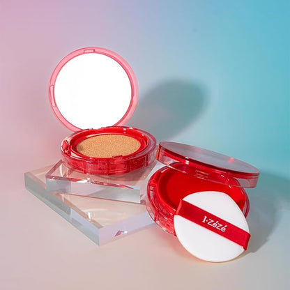 IZEZE Love Me Cushion 0.49 oz, 14g (#21 Light Nude) | Glow Finish, High Coverage, Makeup Cushion for All Skin Types
