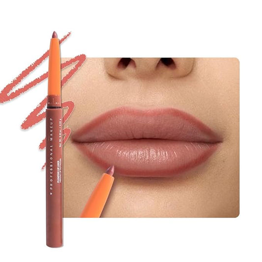 Retractable Matte Lip Liner Pencil, Salmon Plump Lip Liners Long-Lasting Creamy Formula for Shaping & Sculpting lip filler pen, Subtle Touch Velvet Pigmented Crayon Lip Liner 07#