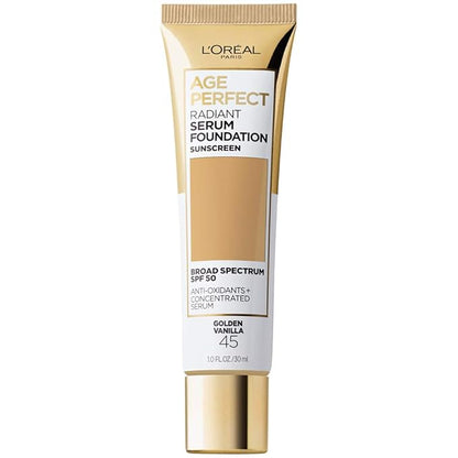 L'Oreal Paris Age Perfect Radiant Serum Foundation with SPF 50, Golden Vanilla, 1 fl. oz.