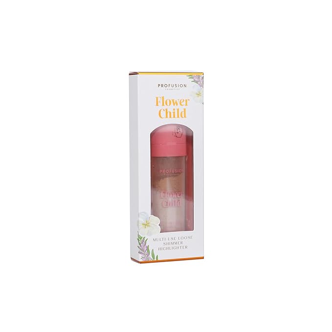 Profusion Cosmetics Petal Perfect Face and Body Highlighter, Non Sticky Buildable Luminizer with Sponge Applicator for Vibrant Glowing Skin (Flower Child (Bronze Gold), 1)