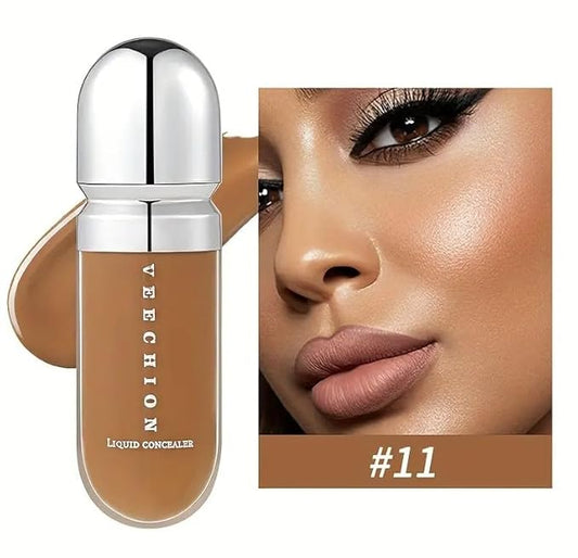 12-Shade Full Coverage Long Lasting Concealer, Waterproof Liquid Foundation For All Skin Types, Matte Finish, Buildable Coverage (11, 8ml)