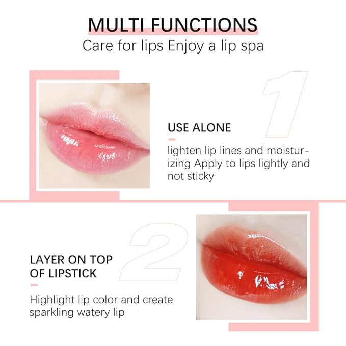 Hydrating Lip Glow Oil, Moisturizing Oil Gloss Transparent Toot Tinted Non-Sticky Nourishing Long Lasting Repairing Lightening Lines and Dry Lips Care Products (CORAL) 0.2 OZ