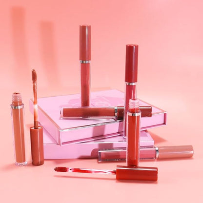 6Pcs Matte Velvet Liquid Lipstick Set, Non Stick Cup Wine Orange Red Mauve Ruby Dark Red Colored Lipstick Lip Stick Gloss Set High-pigmented Long Lasting Waterproof Lip Makeup Stain (Set A)