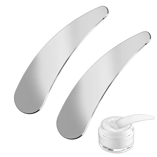 2Pcs Mini Metal Cosmetic Spatulas, Skin Care Cosmetic Spoon Reusable Beauty Applicator for Mixing Facial Cosmetic, Eye Cream, Face Mask Beauty Accessories