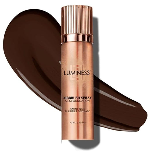 LUMINESS Silk Airbrush Spray Foundation - Full Coverage Foundation - Formula Hydrates & Moisturizes with Hyaluronic Acid, Aloe Vera & Hydrolyzed Silk (Shade - Rich Dark)