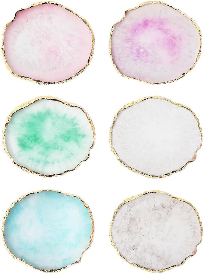 Nail Art Palette Stone,Resin Nail Art Palette,Nail Art Painting Mixed Color Palette Gold Edge Nail Gel Color Makeup Display