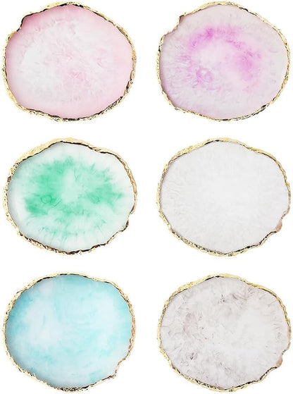 Nail Art Palette Stone,Resin Nail Art Palette,Nail Art Painting Mixed Color Palette Gold Edge Nail Gel Color Makeup Display