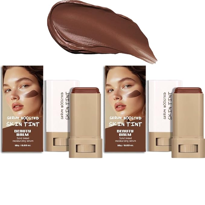2PCS 3-in-1combining Foundation Stick Beauty Balm Serum Boosted Skin Tint,Solid Tinted Moisturizing Serum Contour Foundation Face for Women,Natural Finish Makeup,Buildable Medium-to-Full Coverage(#01)
