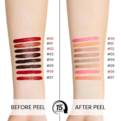 3 Pcs Matte Liquid Lip Stain Peel Off Lip Liner, Long Lasting Lip Tattoo, Waterproof & Transfer-Proof Lip Liner Peel Off Lip Gloss for All Skin Types.#00+#02#06
