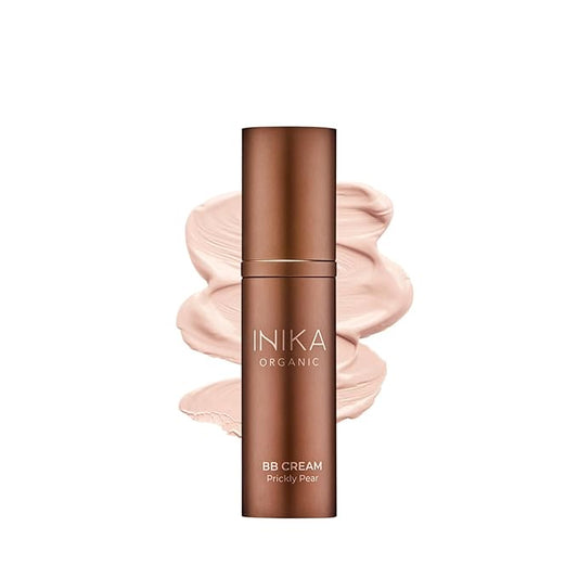 INIKA Organic BB Cream Foundation - Vegan Makeup with Hydrating Prickly Pear, Jojoba, and Pomegranate Seed Oil - Lightweight, Radiant BB Glow for Balanced Skin Tone, Porcelain, 1 fl oz