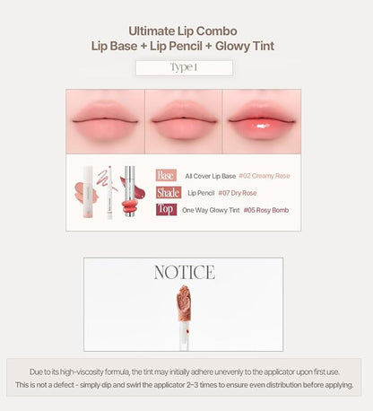 Heart Percent Dote On Mood All Cover Lip Base, Comfortable & Flawless Lip Tone & Texture Correction w/Lightweight Texture, #01. Creamy Beige