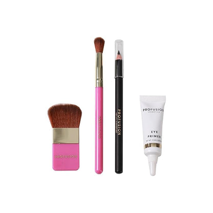 Profusion Cosmetics Sweet Holiday Festive Glam 46 Piece Eye and Face Essentials for Holiday Sparkle, Ultimate Holiday Glam Set With Highlighter, Blush, Contour, and More