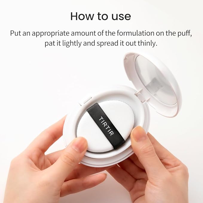 TIRTIR My Glow Cream Cushion | Natural Coverage, Hydrating, Dewy, Glow Finish, 24-Hours Long Lasting, Moisture barrier, Korean Cushion, Mini (0.15 oz.), #17C Porcelain