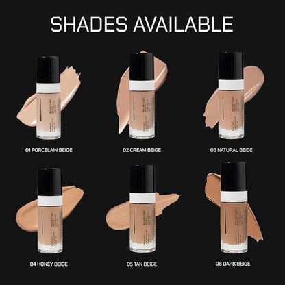 Radiant Professional Wonderlight Serum Liquid Foundation for Makeup Kit - Alternative to Bronzer Powder - Color Corrector & Under Eye Concealer - Matte Eyeshadow Base - 1.01 oz - Porcelain Beige (01)