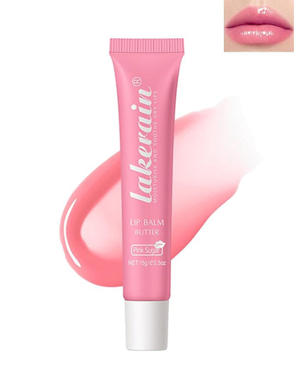Lip Butter Balm Pink Sugar,Hydrating Tinted Butter Lip Gloss,Clear Lip Mask Lip Moisturizer,Lip Treatment Balm Lipgloss,Non-Sticky Jelly Glow Reviver Fat Lip Oil,Women's Day Makeup Gift for Women-06