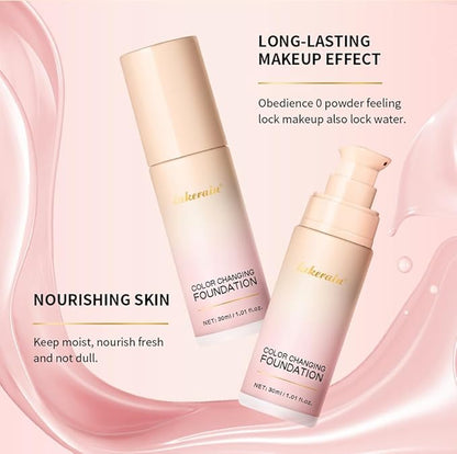 Colour Changing Foundation With Centella, CC Red Correction Cream, Color Correcting Formula for Blemishes, Red Skin, & Acne Marks, Liquid Foundation for Women-Pink