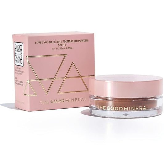 Loves-You-Back 3in1 Mineral Powder Foundation (COCO 2) | Designed for acne-prone, sensitive skin | 3IN1 - Concealer, Foundation + Powder with calming Zinc Oxide and Kaolin Clay