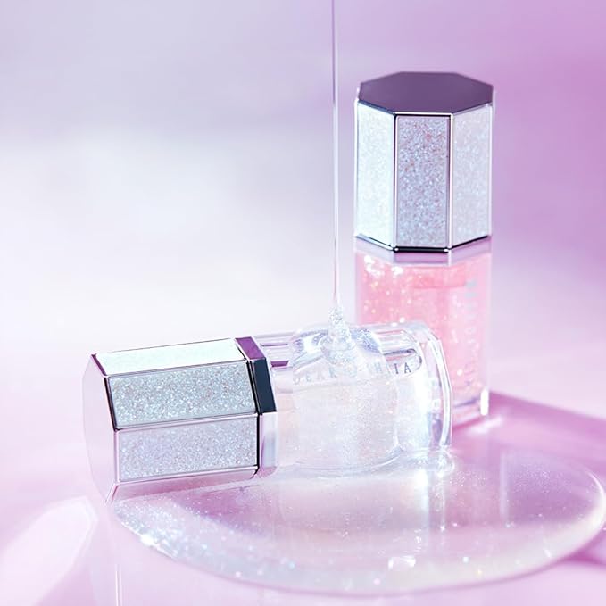 DEARDAHLIA Dear Dahlia Paradise Sparkle Lip Glaze – High-Shine Vegan Lip Gloss for Juicy, Glassy Lips with Glitter or Shimmer Finish, Lip Plumper, Cooling Plumping Formula, 0.19 fl oz - CRYSTAL