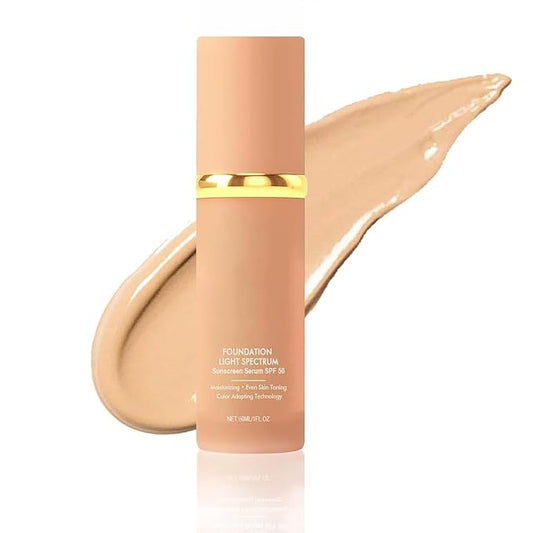 Foundation 4 in 1 Spectrum, 4 in 1 Foundation Liquid- Hydrating Medium Full Coverage Concealer with， SPF 50+ (60ML)