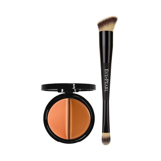EVE PEARL Dual Salmon Concealer And 202 Concealer Blender Brush Full Coverage Under Brighten Eye Pro Concealer Brush Set Makeup Kit (Dark)